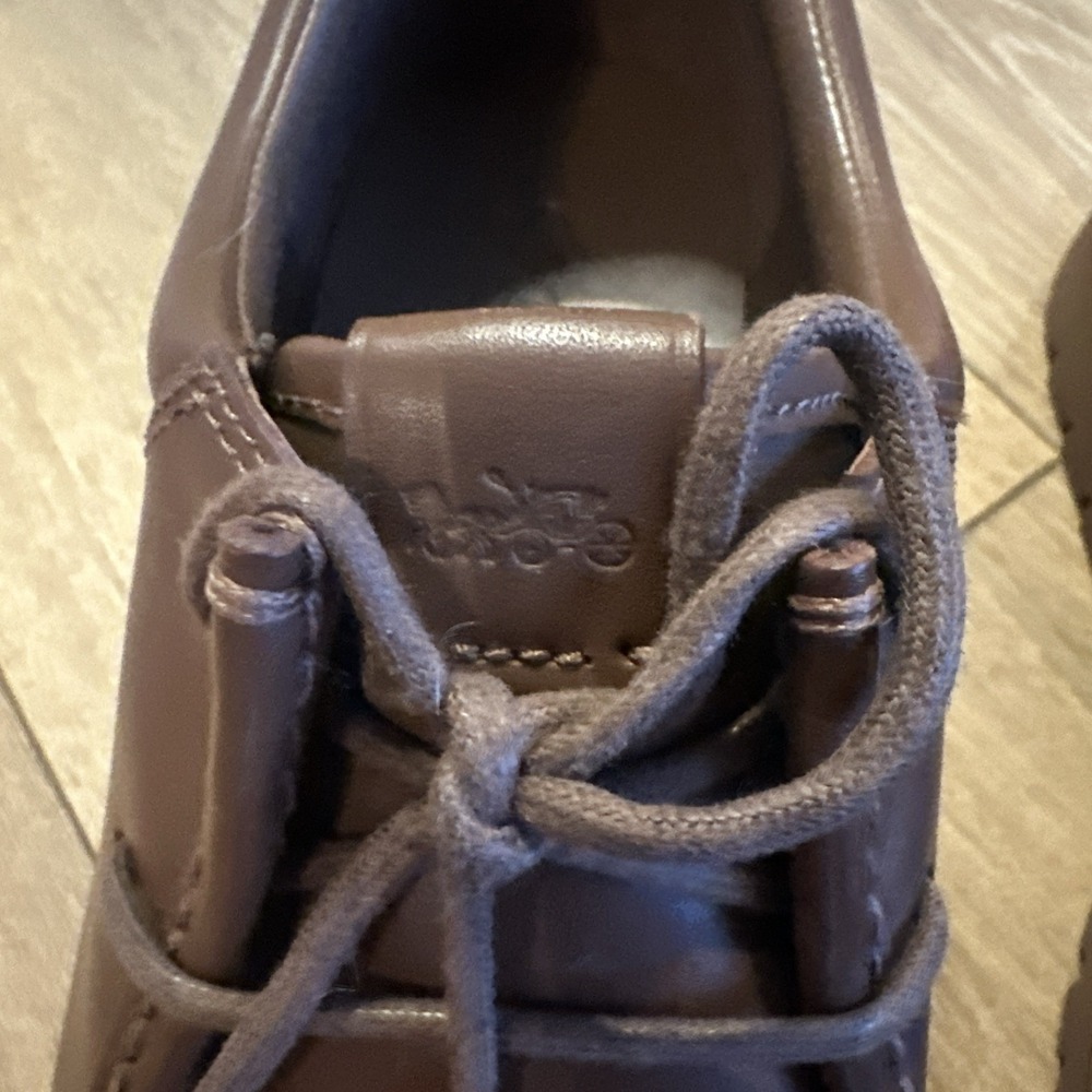Coach Men's Banks Leather Boots Size 8D Dark Saddle Brown Derby New (No Box) - Picture 3 of 8